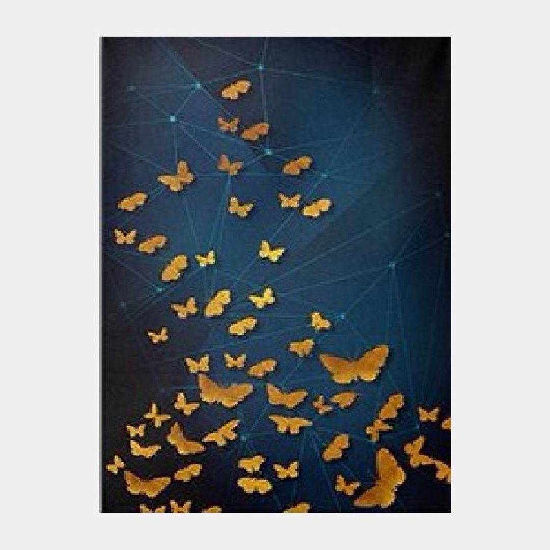 постер золотые бабочки на синем